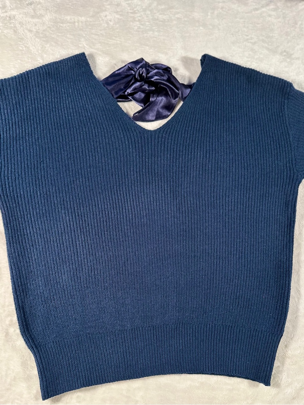 Classic Navy V-Neck Short Sleeve Sweater Vest